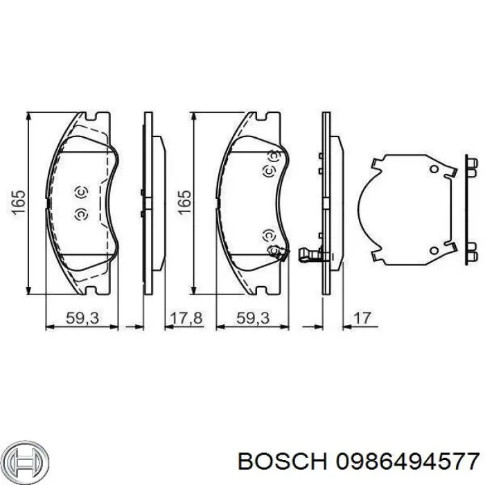 0986494577 Bosch колодки гальмівні передні, дискові