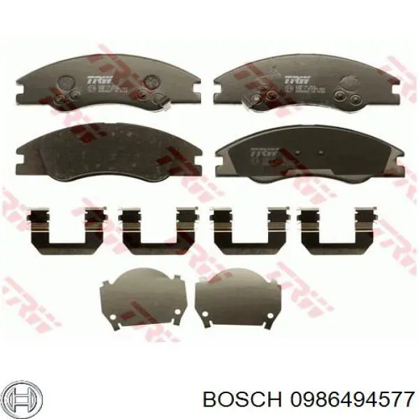 Купити 0986494577 Bosch Колодки гальмівні передні, дискові