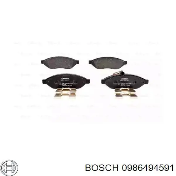 0986494591 Bosch колодки гальмівні передні, дискові