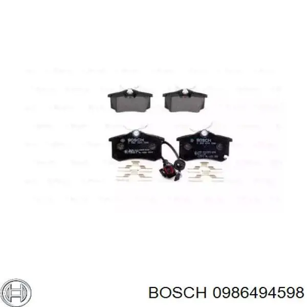 0986494598 Bosch колодки гальмові задні, дискові