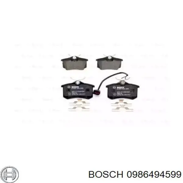 0986494599 Bosch колодки гальмові задні, дискові