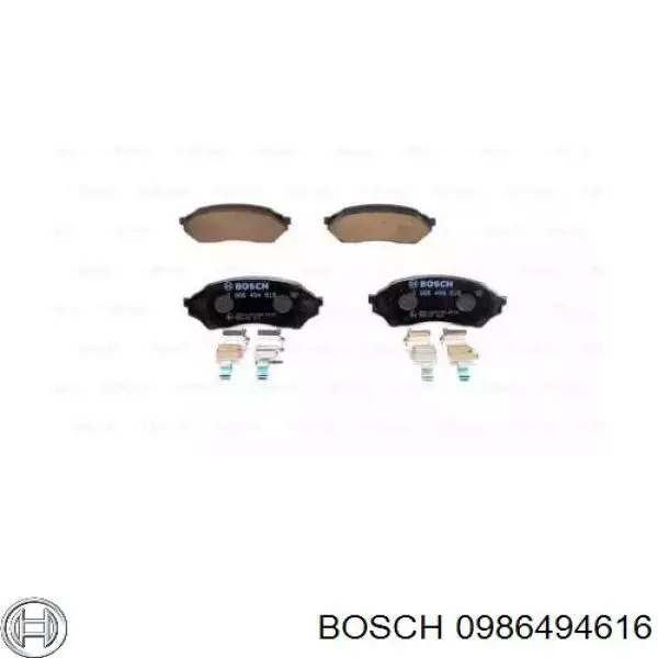 0986494616 Bosch колодки гальмівні передні, дискові