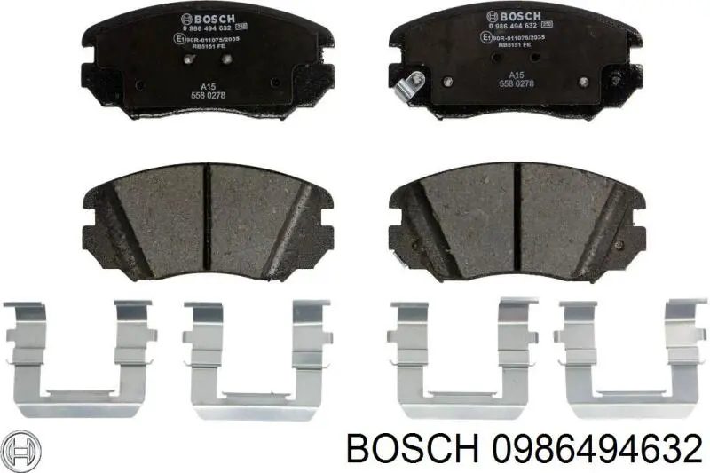 Колодки гальмівні передні, дискові 0986494632 Bosch