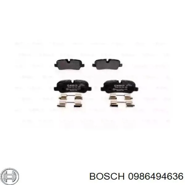 0986494636 Bosch колодки гальмові задні, дискові