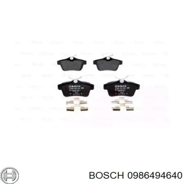 0986494640 Bosch колодки гальмові задні, дискові