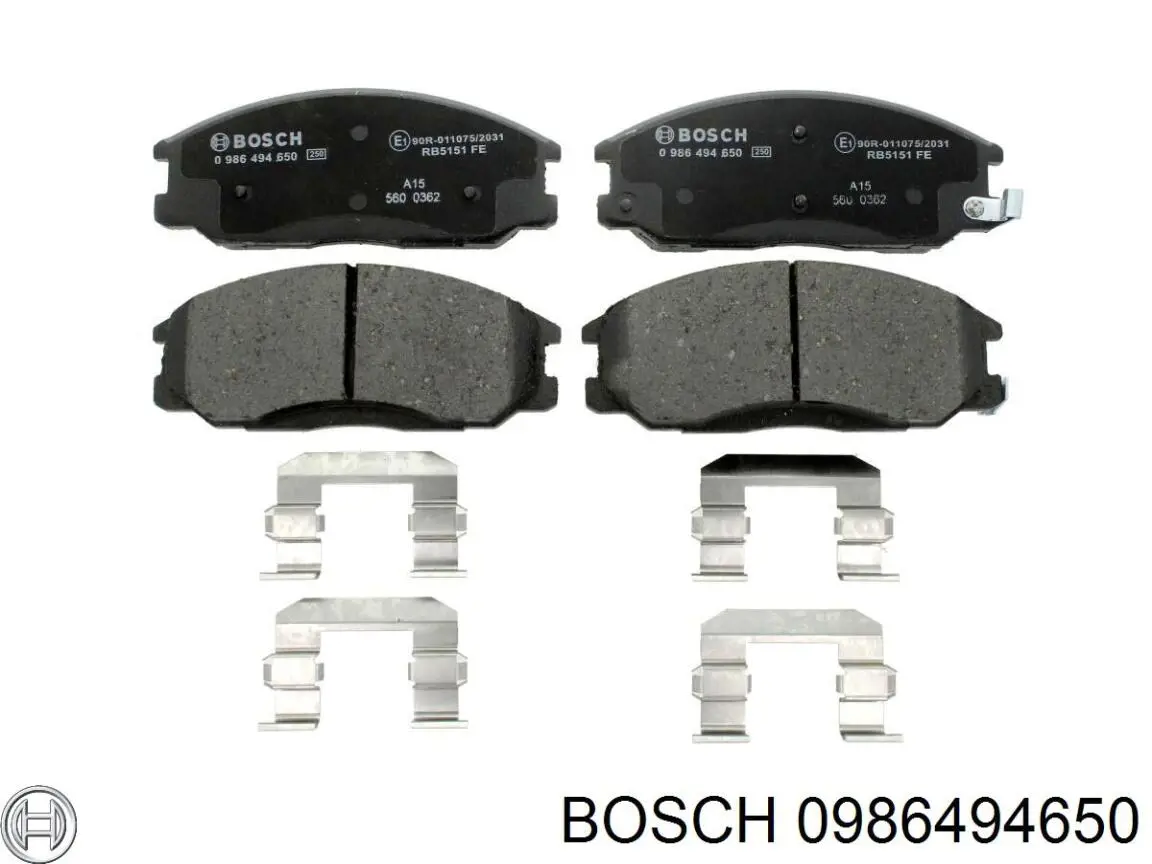 0986494650 Bosch колодки гальмівні передні, дискові