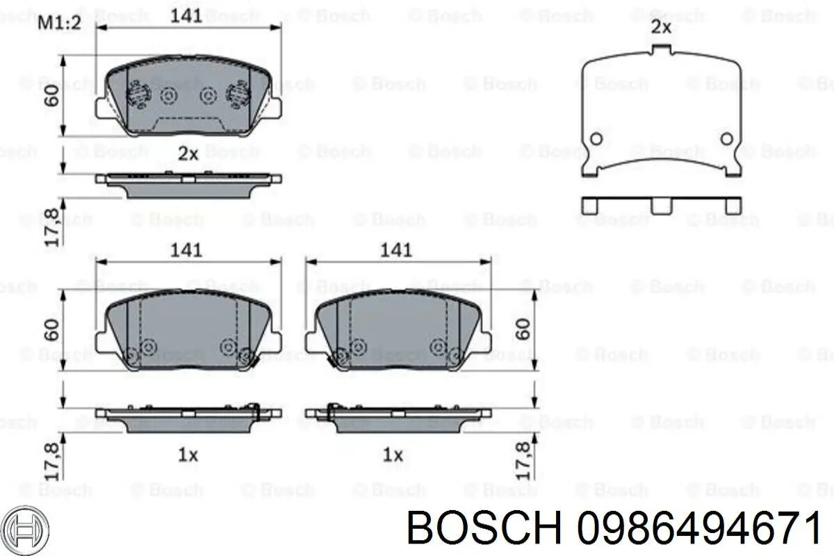 Колодки гальмівні передні, дискові 0986494671 Bosch