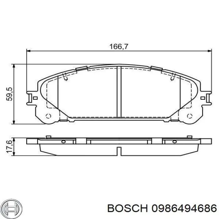 Купити 0986494686 Bosch Колодки гальмівні передні, дискові