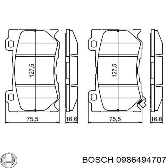 Передні тормозні колодки 0986494707 Bosch