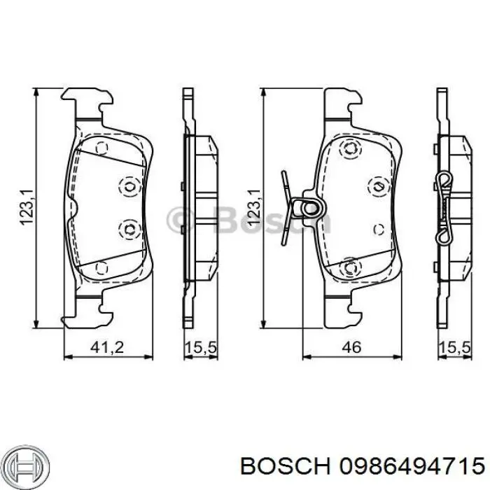 Колодки гальмові задні, дискові 0986494715 Bosch