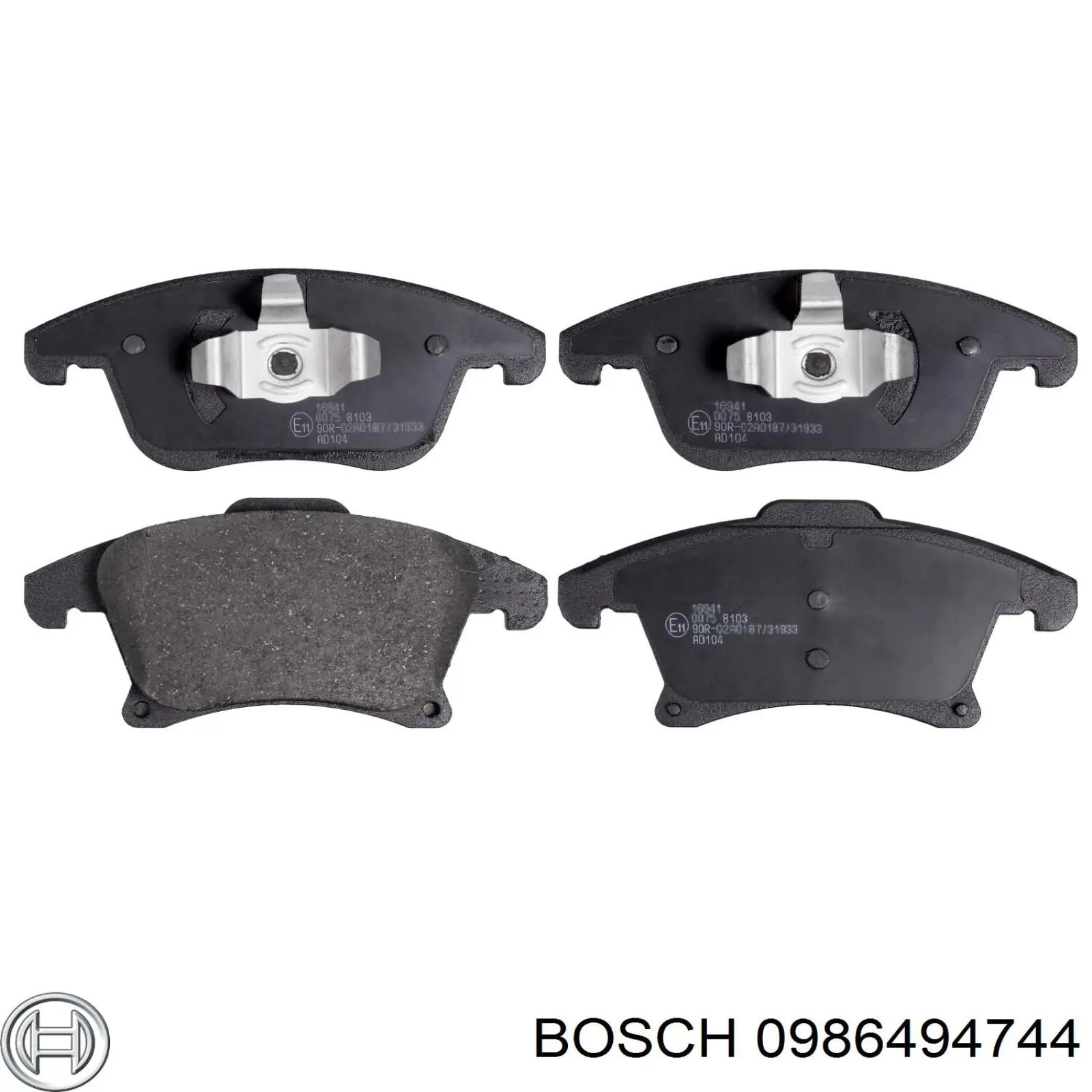 Колодки гальмівні передні, дискові 0986494744 Bosch