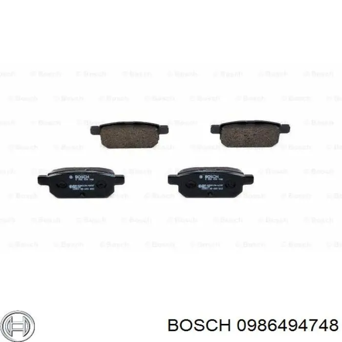 0986494748 Bosch колодки гальмові задні, дискові