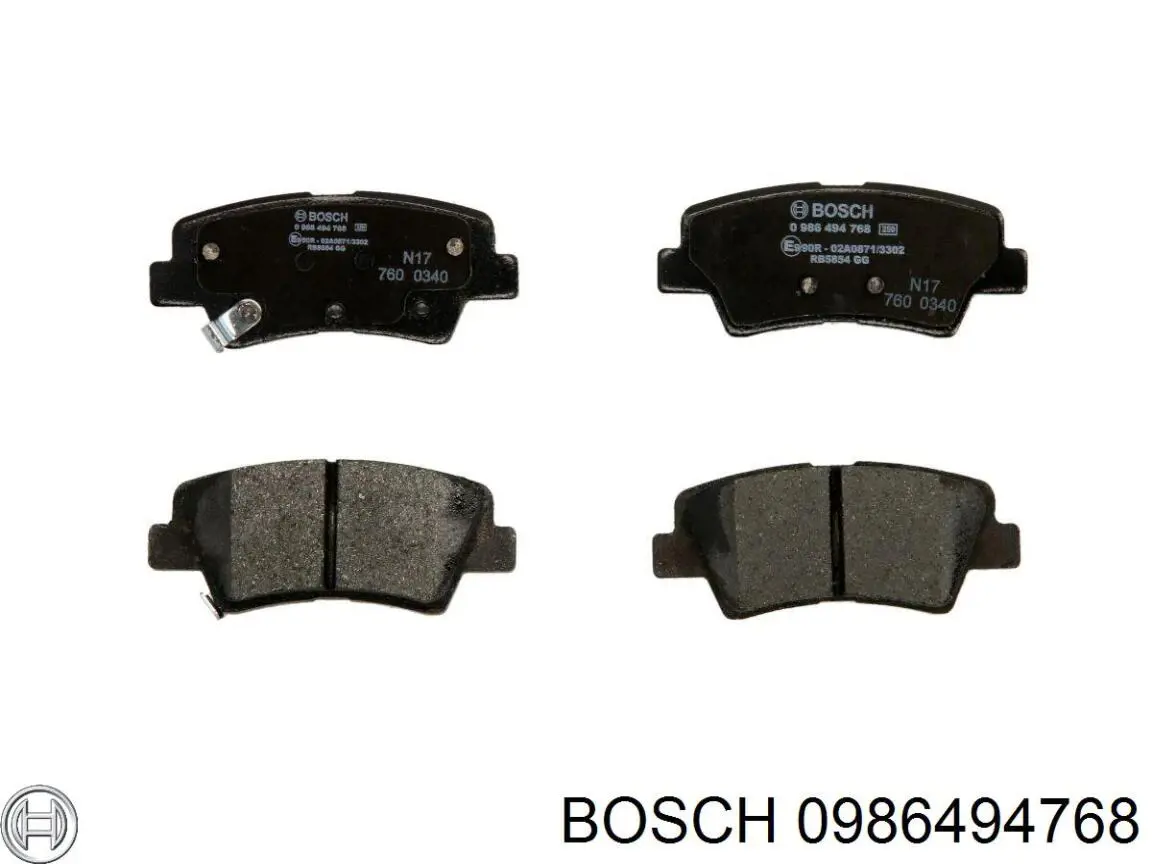 0986494768 Bosch колодки гальмові задні, дискові