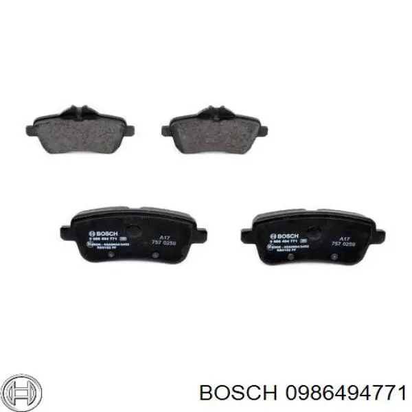 Колодки гальмові задні, дискові 0986494771 Bosch