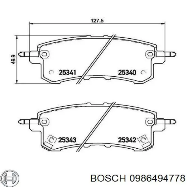 Купити 0986494778 Bosch Задні колодки