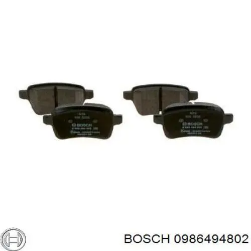 0986494802 Bosch колодки гальмові задні, дискові