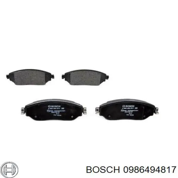 Колодки гальмівні передні, дискові 0986494817 Bosch