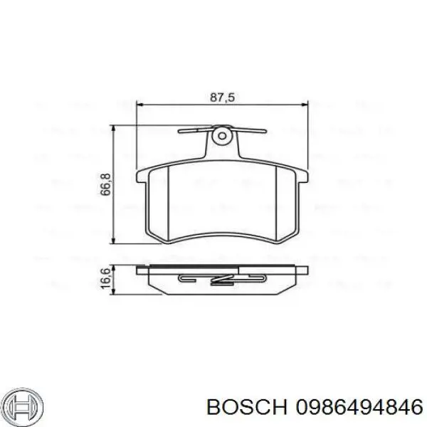 0986494846 Bosch колодки гальмові задні, дискові