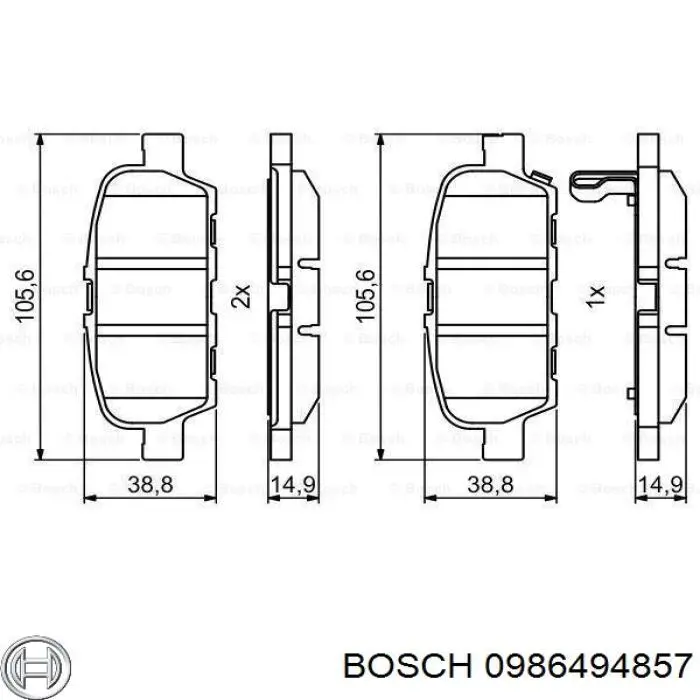 0986494857 Bosch колодки гальмові задні, дискові