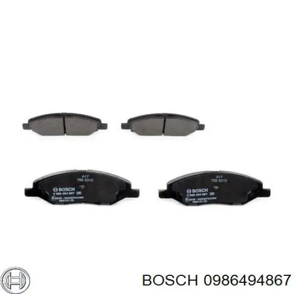 Колодки гальмівні передні, дискові 0986494867 Bosch