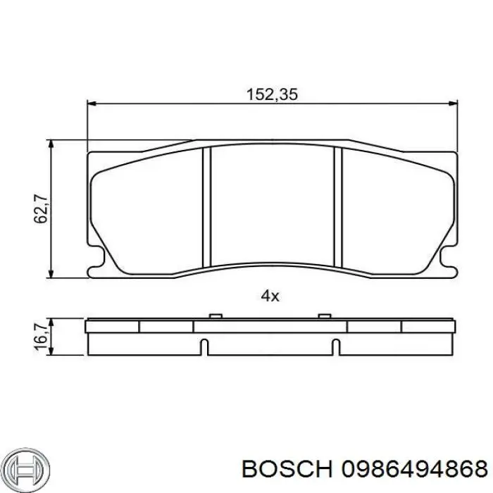 Передні тормозні колодки 0986494868 Bosch