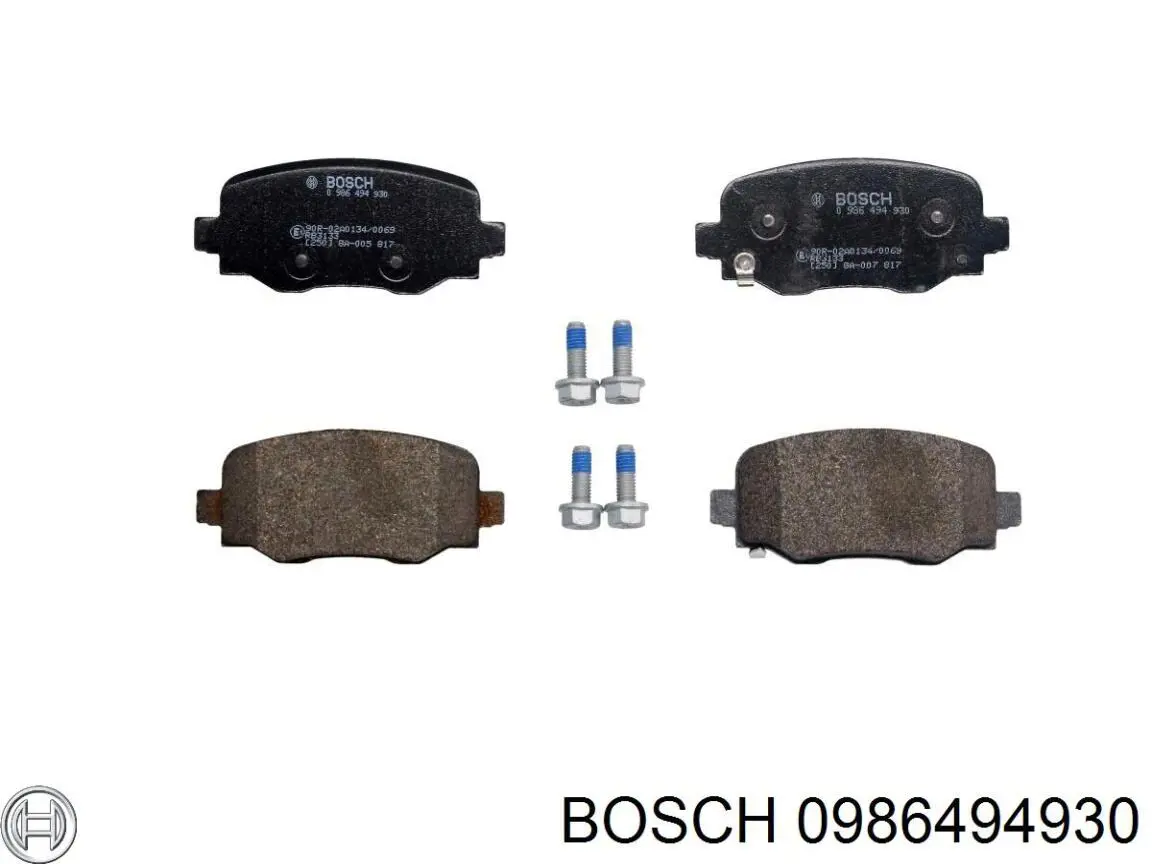 0986494930 Bosch колодки гальмові задні, дискові