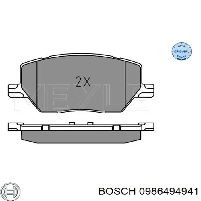 Купити 0986494941 Bosch Колодки гальмівні передні, дискові