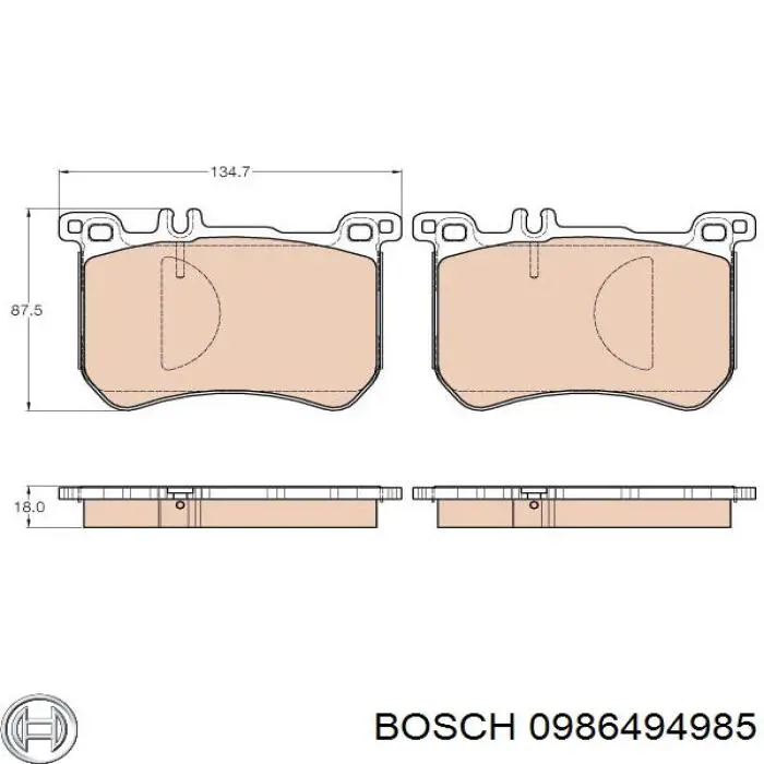 Гальмівні колодки Bosch 0986494985 ціна, від 60.44 USD