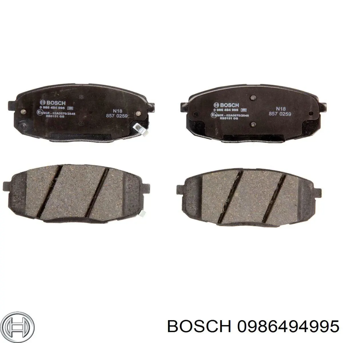 Колодки гальмівні передні, дискові 0986494995 Bosch