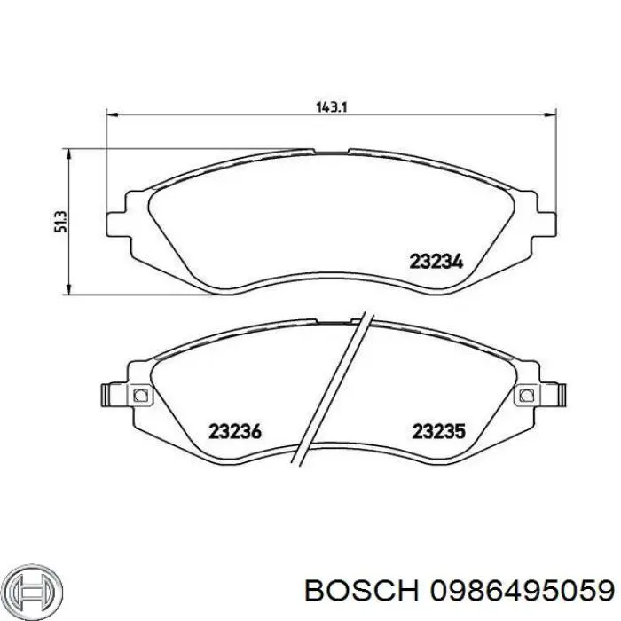 0986495059 Bosch Передні гальмівні колодки