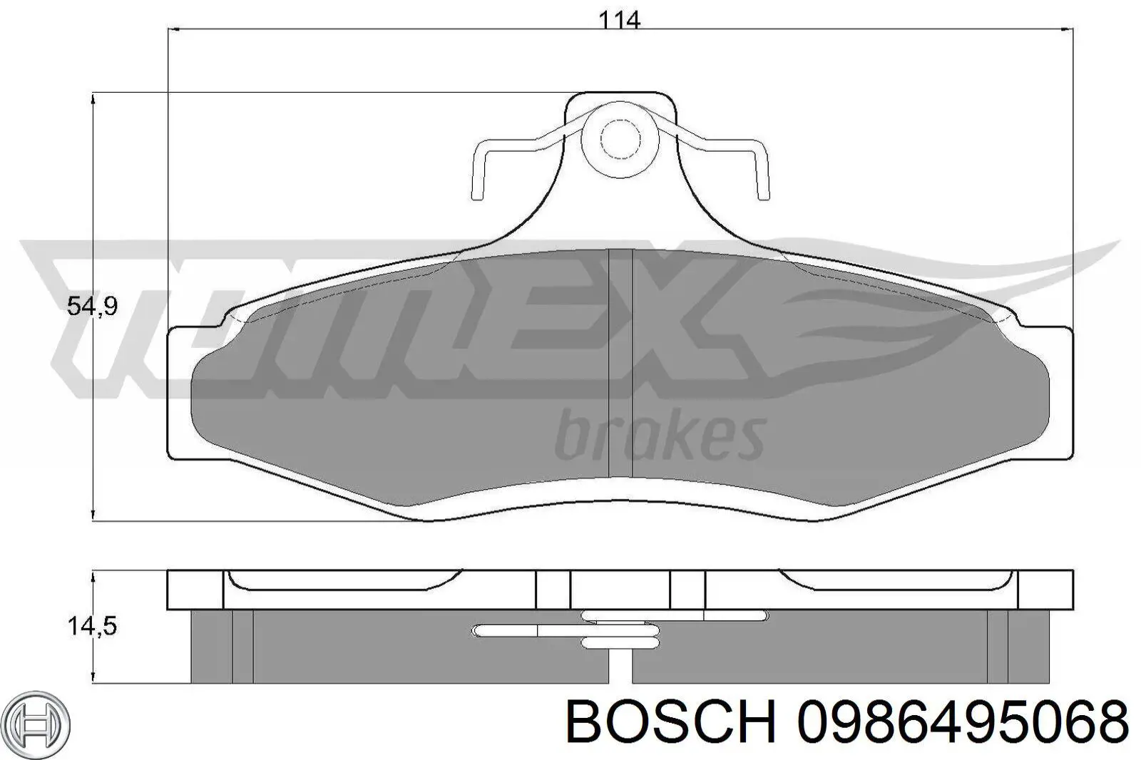 0986495068 Bosch Колодки гальмівні задні, дискові