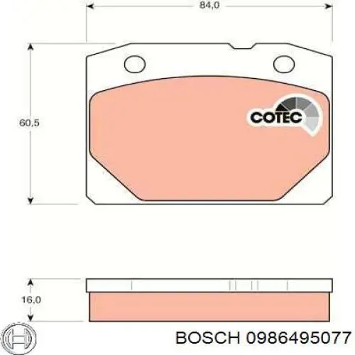 Купити 0986495077 Bosch Колодки гальмівні передні, дискові