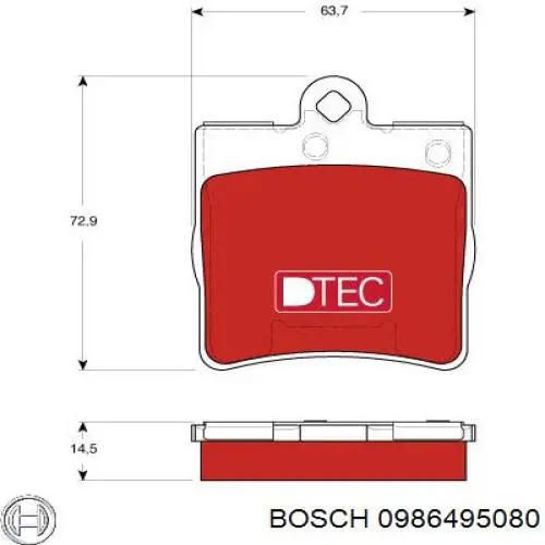 Колодки гальмові задні, дискові 0986495080 Bosch