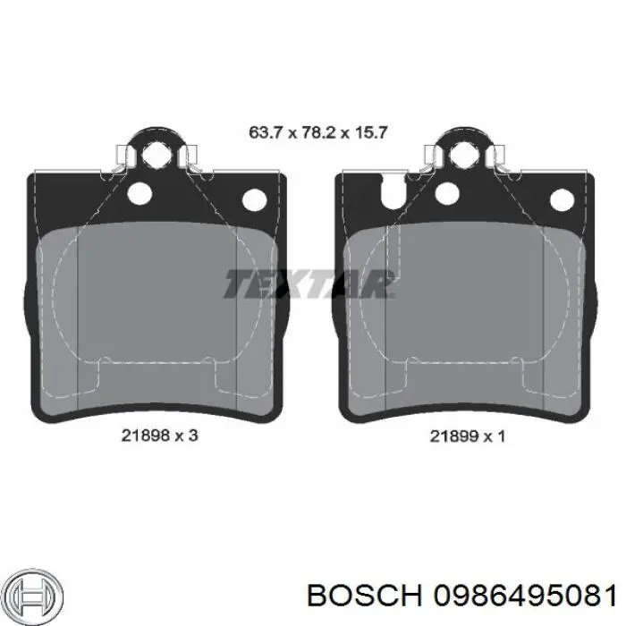 0986495081 Bosch колодки гальмові задні, дискові