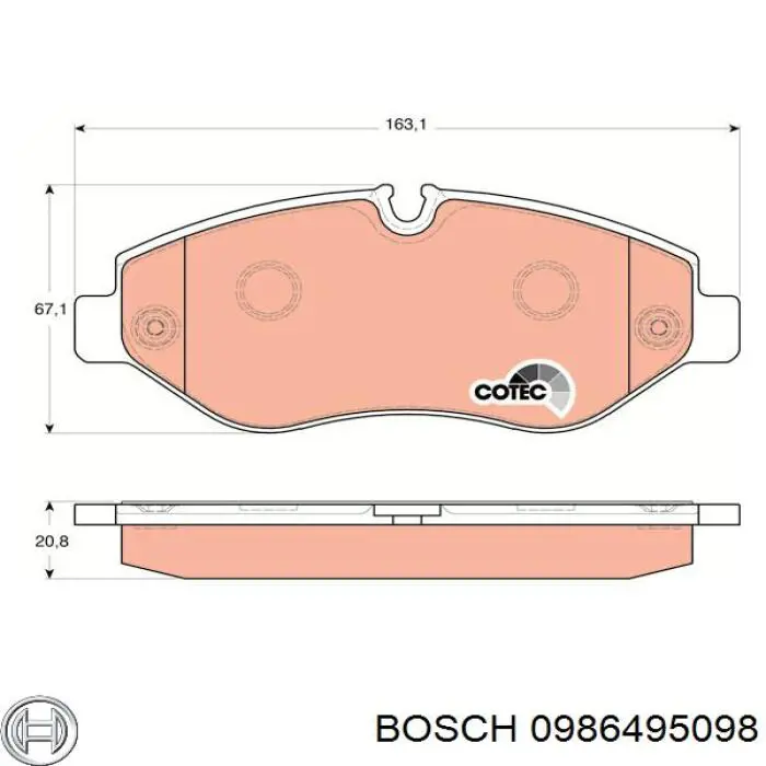 0986495098 Bosch колодки гальмівні передні, дискові