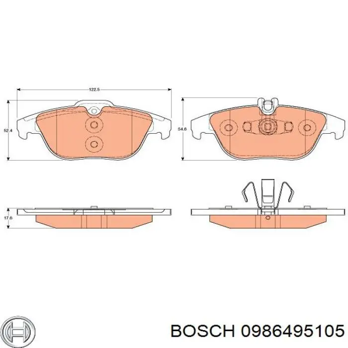 Задні гальмівні колодки Bosch 0986495105 ціна, від 26.78 USD