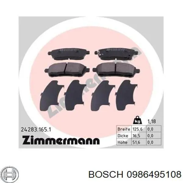 0986495108 Bosch Передні гальмівні колодки