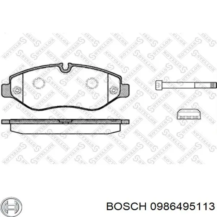 Колодки гальмівні передні, дискові 0986495113 Bosch