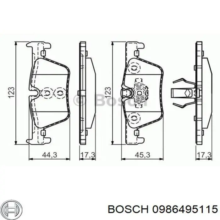 0986495115 Bosch колодки гальмові задні, дискові