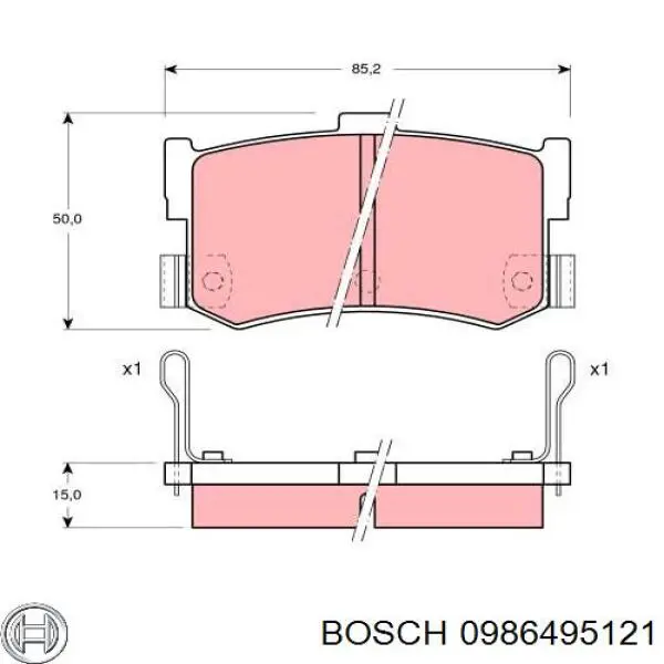 0986495121 Bosch колодки гальмові задні, дискові