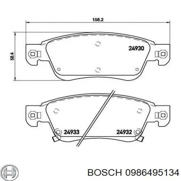 Передні тормозні колодки 0986495134 Bosch