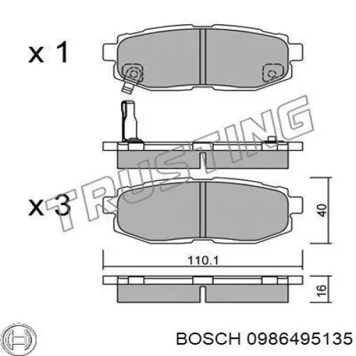 Задні гальмівні колодки Bosch 0986495135 ціна, від 17.16 USD