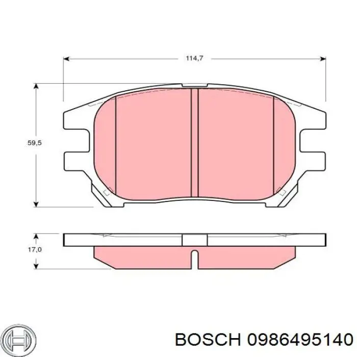 Передні тормозні колодки 0986495140 Bosch