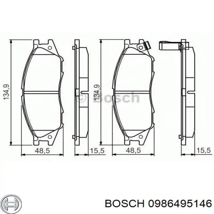 0986495146 Bosch колодки гальмівні передні, дискові