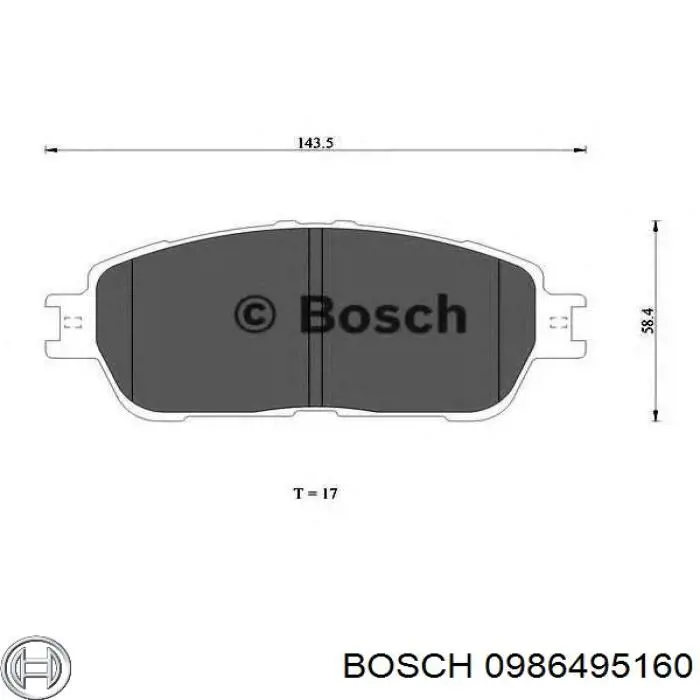 0986495160 Bosch колодки гальмівні передні, дискові
