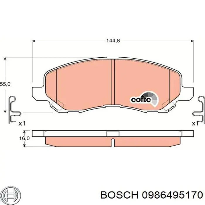 0986495170 Bosch колодки гальмівні передні, дискові