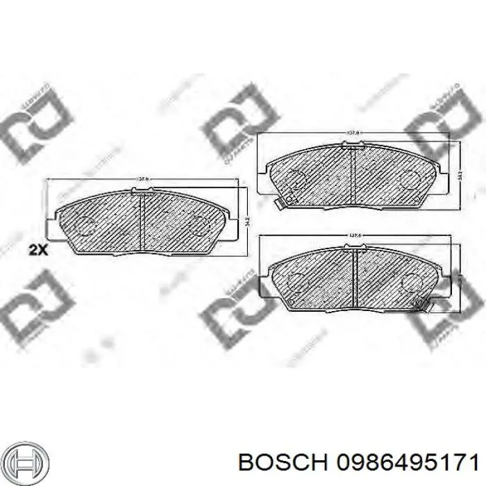 Купити 0986495171 Bosch Колодки гальмівні передні, дискові