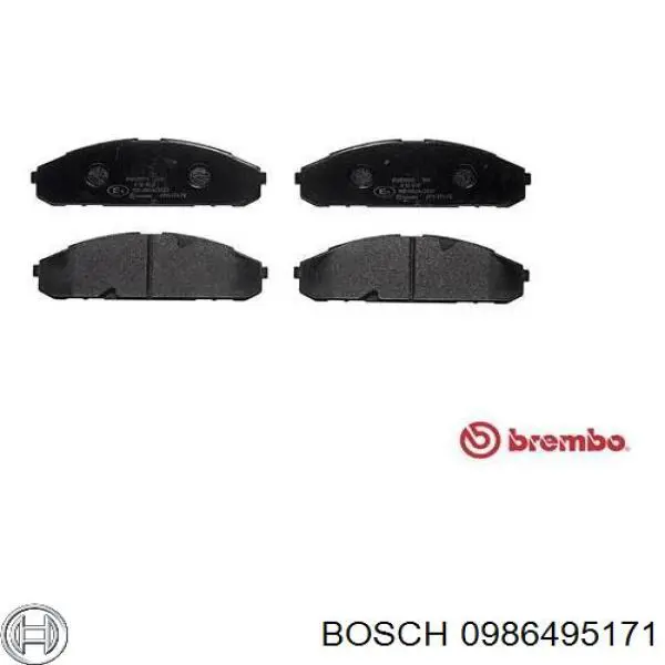 Колодки гальмівні передні, дискові 0986495171 Bosch