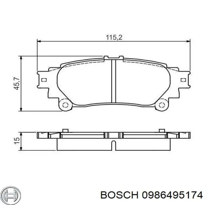 Задні гальмівні колодки 0986495174 Bosch