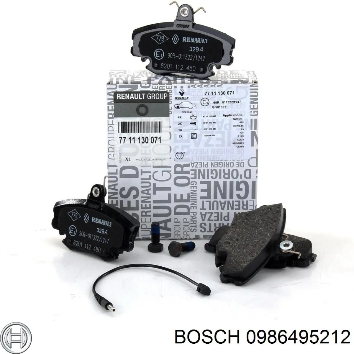 0986495212 Bosch колодки гальмівні передні, дискові